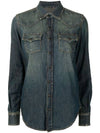 Women's Western Vintage Denim Long Sleeve Shirt Blue - SAINT LAURENT - BALAAN 1