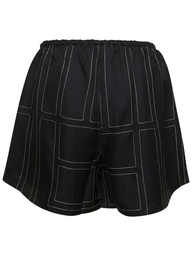 Monogram Silk Pyjamas Shorts Black - TOTEME - BALAAN 3