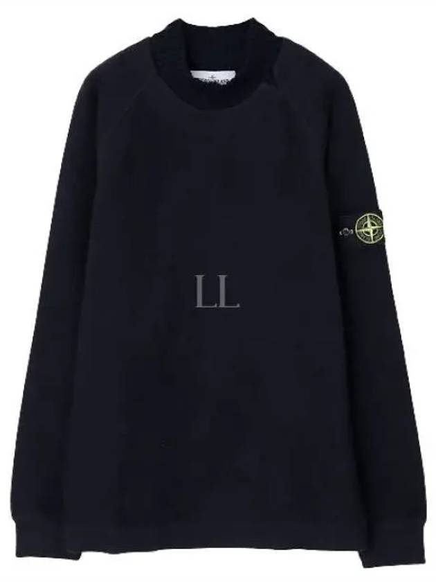 Garment Dyed Gauze Mock Neck Sweatshirt Navy - STONE ISLAND - BALAAN 2