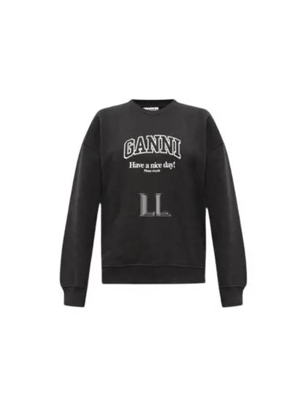 Logo Print Sweater Black - GANNI - BALAAN 2