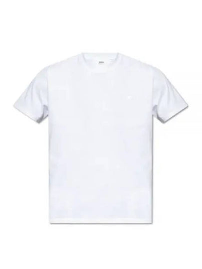 Embroidered Logo Cotton Short Sleeve T-Shirt White - AMI - BALAAN 2