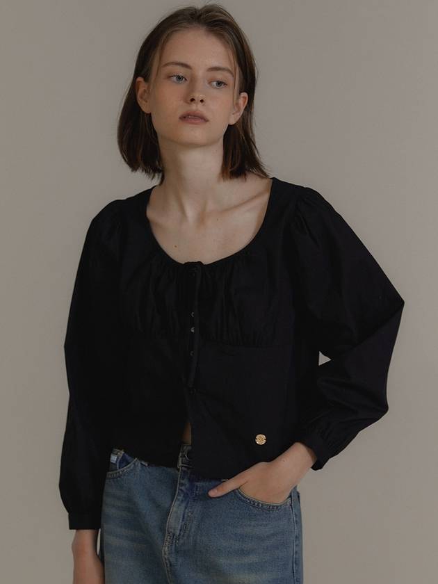 ANC LONG SLEEVE RIBBON PUFF BLOUSE_BLACK - ANOETIC - BALAAN 2