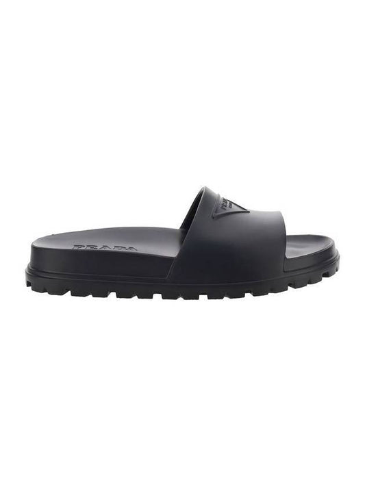 triangle logo rubber slippers black - PRADA - BALAAN 1
