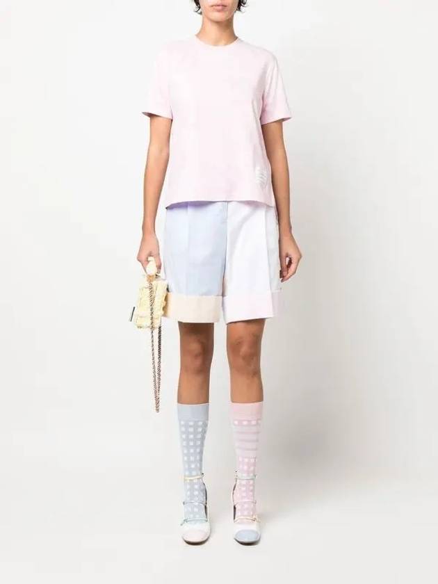 Women's Anchor Logo Round Short Sleeve T-Shirt Pink - THOM BROWNE - BALAAN 6