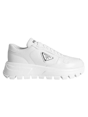 Spazzolato Logo Low Top Sneakers White - PRADA - BALAAN.