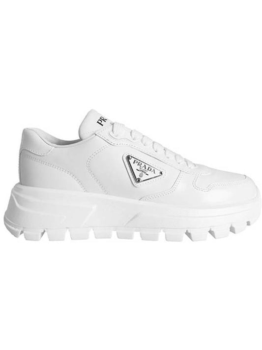 Spazzolato Logo Low Top Sneakers White - PRADA - BALAAN.