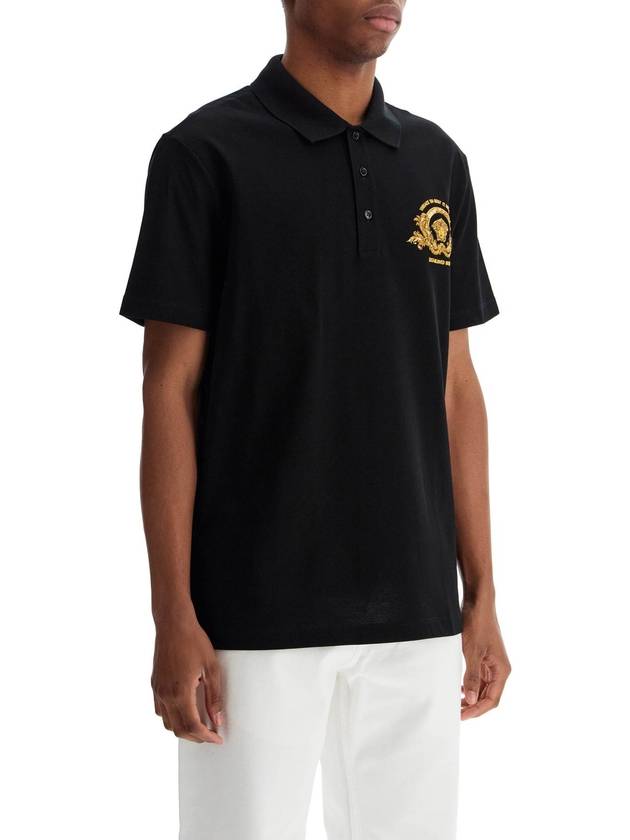 Medusa Head Pique Polo Shirt Black - VERSACE - BALAAN 3