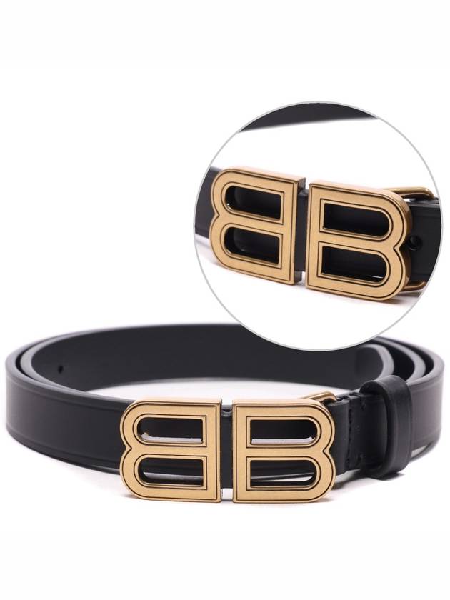 Hourglass Thin Leather Belt Black - BALENCIAGA - BALAAN 3