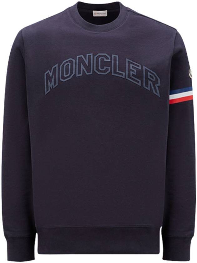 Logo Crew Neck Cotton Sweatshirt Navy - MONCLER - BALAAN 2