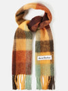 Check Mohair Muffler Chestnut Brown Yellow Green - ACNE STUDIOS - BALAAN 3