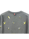 Embroidered Crew Neck Cotton Sweatshirt Grey - THOM BROWNE - BALAAN 6