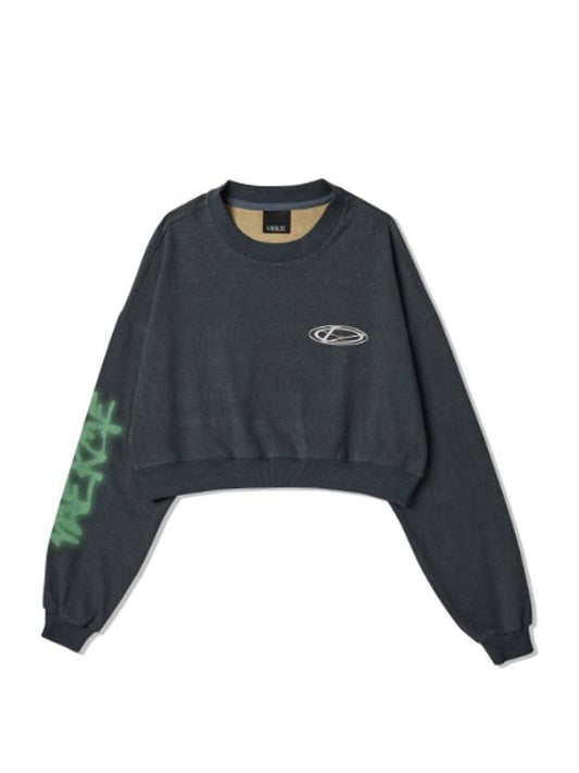 GRAFFITI CROP SWEAT_DNAVY - HANDVAERK - BALAAN 1