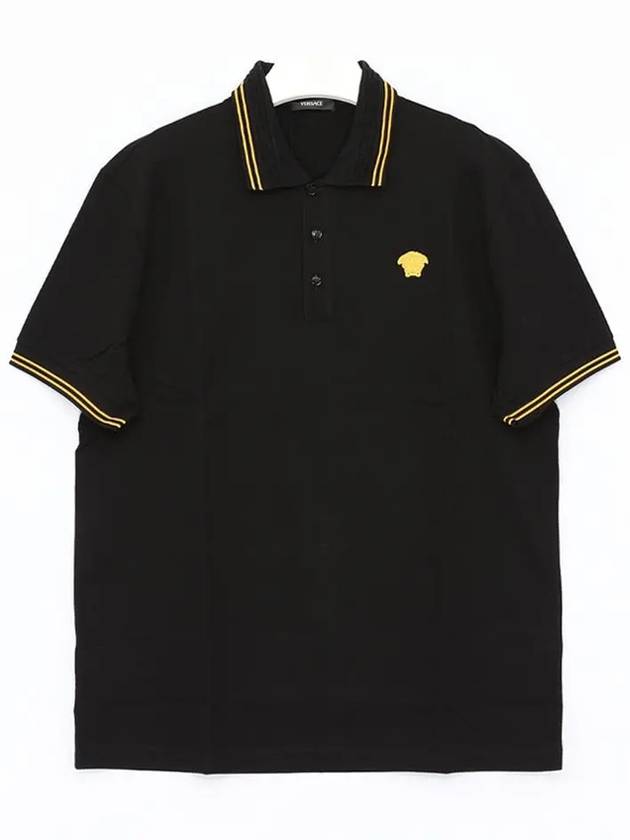 Medusa Head Embroidery Cotton Polo Shirt Black - VERSACE - BALAAN 2