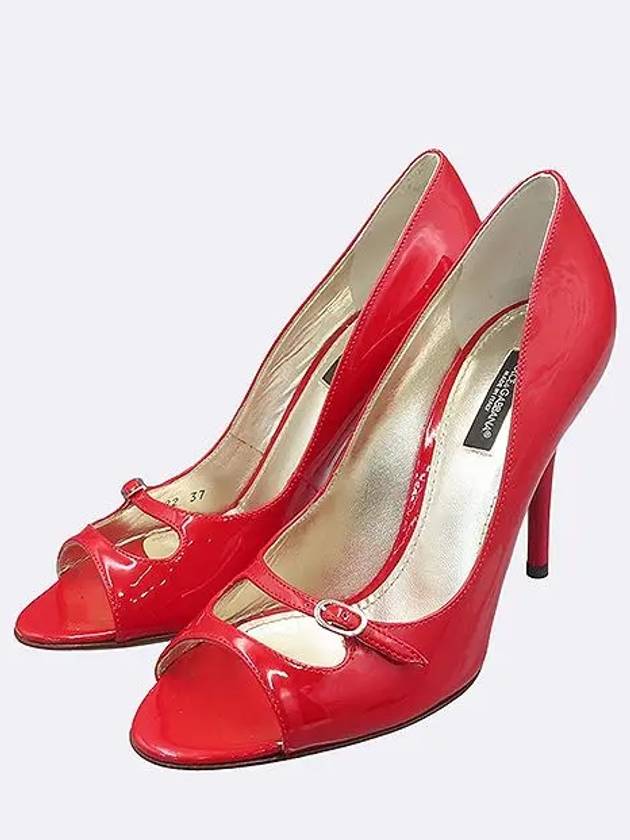 7592 Red color enamel open toe pumps women s shoes 240MM - DOLCE&GABBANA - BALAAN 6