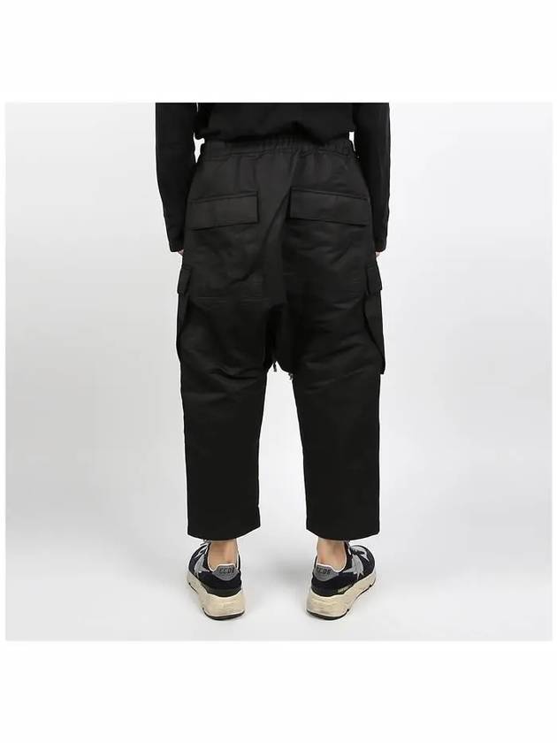 Drawstring Cropped Cargo Cotton Straight Pants Black - RICK OWENS - BALAAN 5