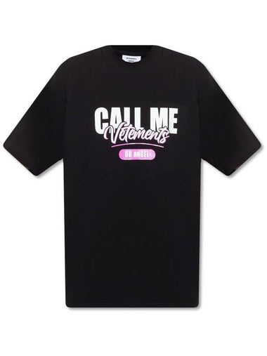 Call Me Logo Short Sleeve T-Shirt Black - VETEMENTS - BALAAN 1