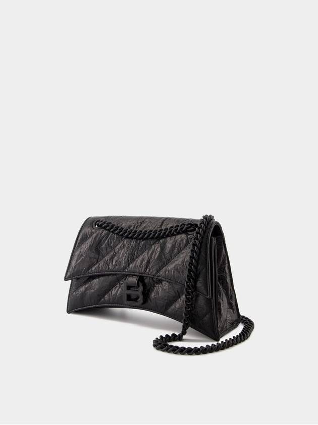 Crush Chain Strap Leather Shoulder Bag Black - BALENCIAGA - BALAAN 3