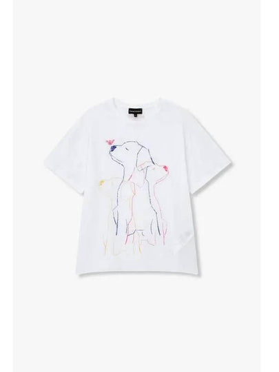 Women s Dog Print Mix T Shirt White - EMPORIO ARMANI - BALAAN 1