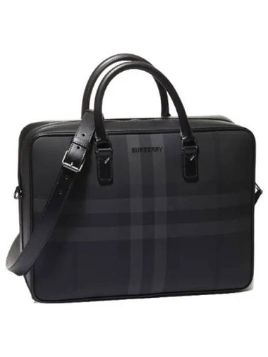 Check print leather brief tote bag - BURBERRY - BALAAN 1