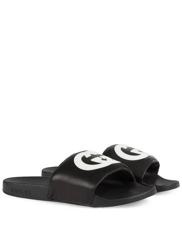 GG Interlocking Big Logo Rubber Slippers Black - GUCCI - BALAAN 3