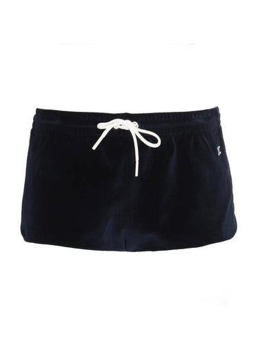 Triomphe Embroidered Velvet Jersey Mini Shorts Midnight - CELINE - BALAAN 1