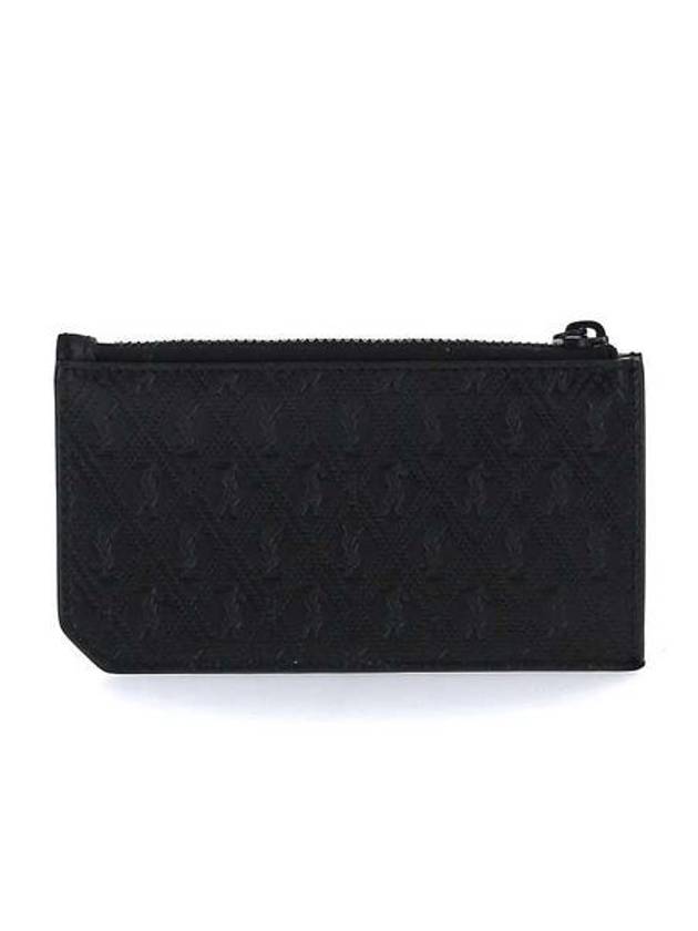 Monogram Zipper Card Wallet Black - SAINT LAURENT - BALAAN 3