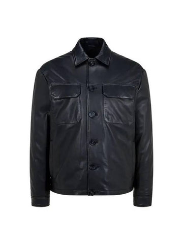 Men s Back Quilted Soft Leather Jacket Black 270362 - EMPORIO ARMANI - BALAAN 1