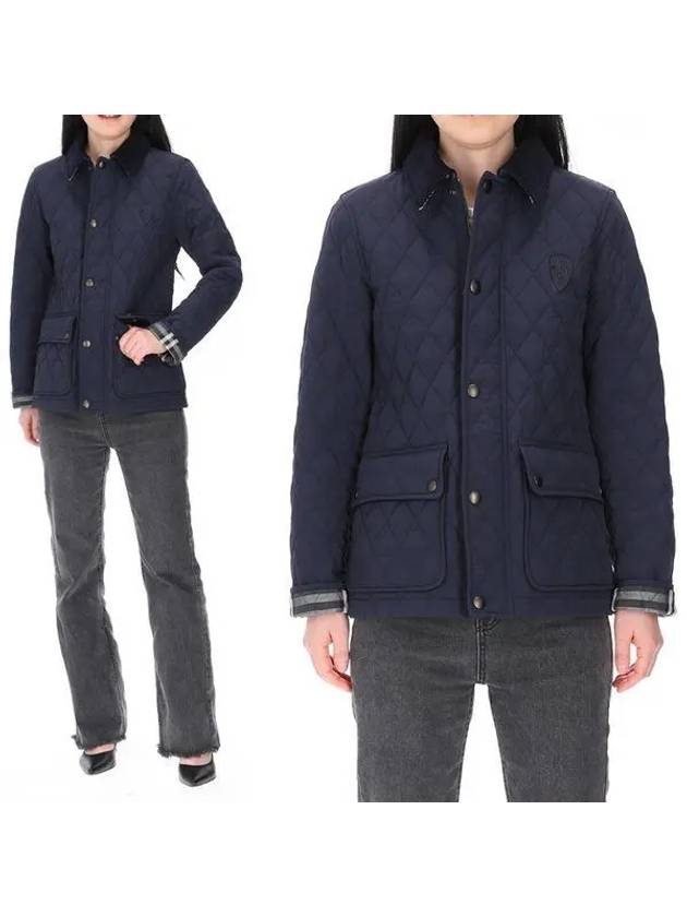 Corduroy Collar Quilted Jacket Navy - BURBERRY - BALAAN 2