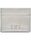 V Logo Signature Metallic Card Wallet Silver - VALENTINO - BALAAN 5