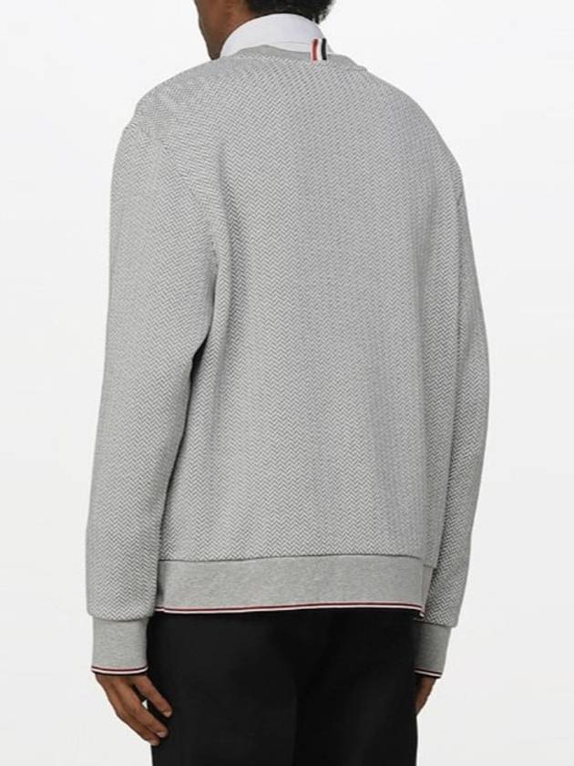 Men's Trimmed Herringbone Cotton Sweatshirt Grey - THOM BROWNE - BALAAN 5