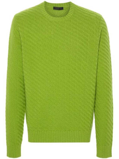 Wool cashmere blend knit top green - PRADA - BALAAN 1