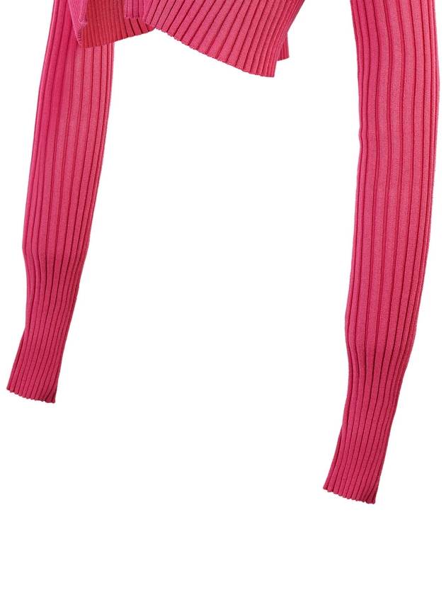 La Maille Pralu Micro Charm Logo Cardigan Pink - JACQUEMUS - BALAAN 8