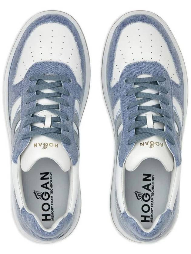 H630 Lace-up Leather Low Top Sneakers White Sky Blue - HOGAN - BALAAN 6