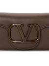 V Logo Signature Leather Shoulder Bag Brown - VALENTINO - BALAAN 9