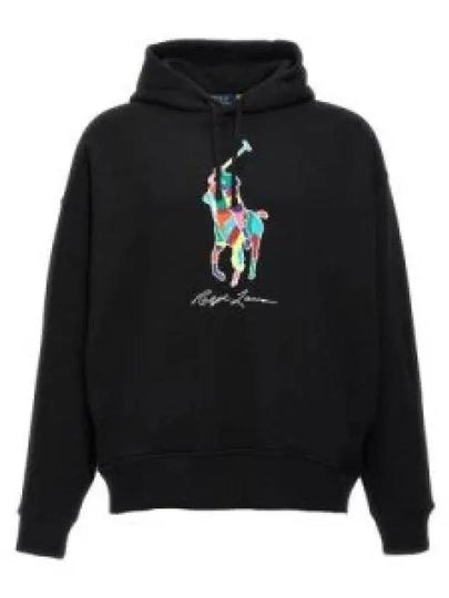 Large Pony Print Cotton Hoodie Black - POLO RALPH LAUREN - BALAAN 2