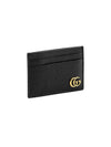 GG Marmont Leather Card Wallet Black - GUCCI - BALAAN 3