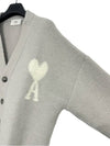 De Coeur V-Neck Cardigan Pearl Grey - AMI - BALAAN 4