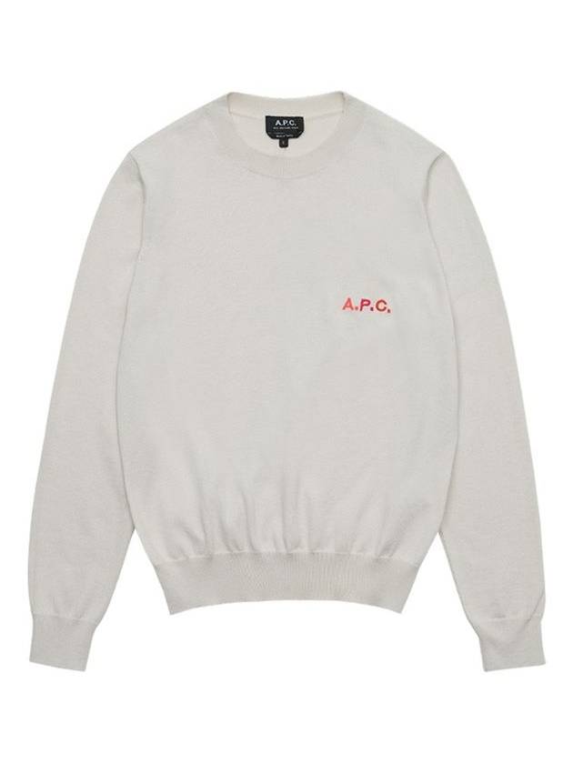 Chest Logo Cotton Knit Top Light Grey - A.P.C. - BALAAN 1