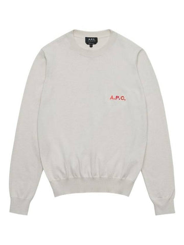 Chest Logo Cotton Knit Top Light Grey - A.P.C. - BALAAN 1