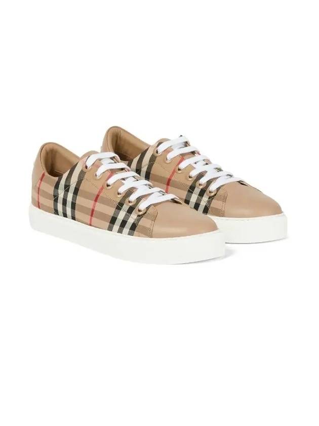 Women's Vintage Check Leather Low Top Sneakers Beige - BURBERRY - BALAAN 3