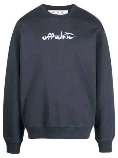 Arrow Logo Painting Crewneck Sweatshirt Anthracite Grey - OFF WHITE - BALAAN 2