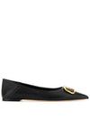 V Logo Pointed Toe Ballerina Flats Black - VALENTINO - BALAAN 3