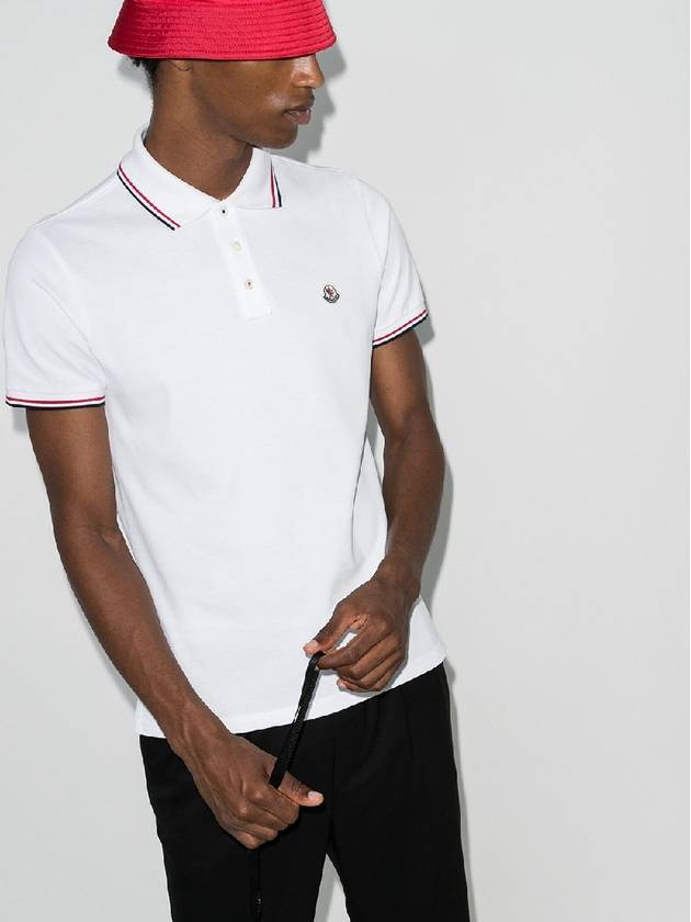 Men's Logo Patch Cotton Polo Shirt White - MONCLER - BALAAN.