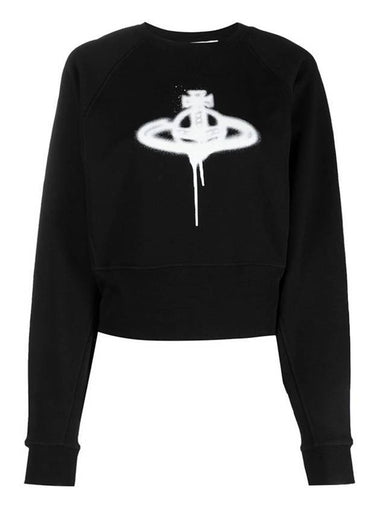 Spray ORB Logo Sweatshirt Black - VIVIENNE WESTWOOD - BALAAN 1