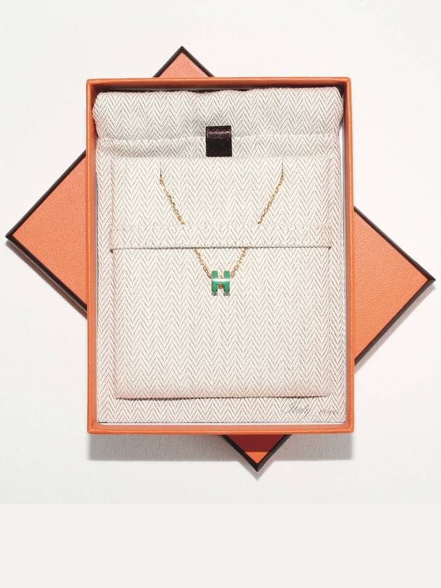 Mini Pop H Pendant Necklace Gold Malachite - HERMES - BALAAN 2