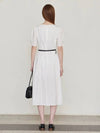 Square neck pocket shirring midi dress white - LESEIZIEME - BALAAN 7