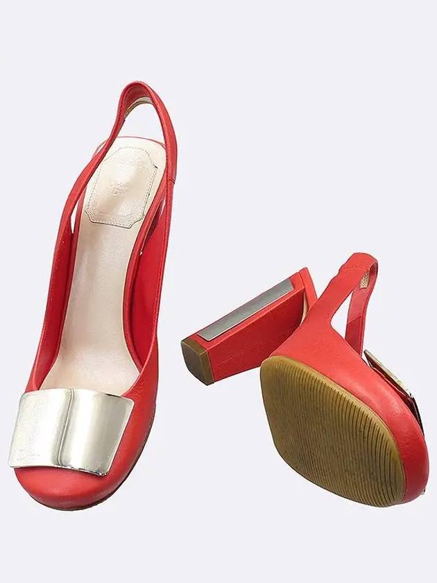 Red color silver logo slingback women s shoes - DIOR - BALAAN 3