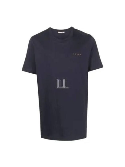 Logo Cotton Short Sleeve T-Shirt Midnight Blue - MARNI - BALAAN 2