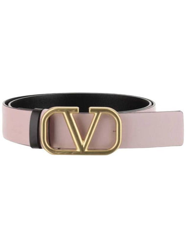 V Logo Signature Reversible Leather Belt Pink Black - VALENTINO - BALAAN 1