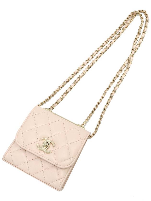 Chanel A81633 Light Beige Lambskin Gold CC Logo Trendy Mini Cross Bag 31st - CHANEL - BALAAN 7